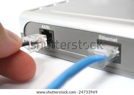 communication object. plug cable to adsl modem