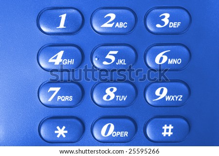 blue phone keypad with twelve digital buttons