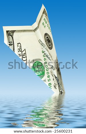 bankruptcy business. money plane crash in water