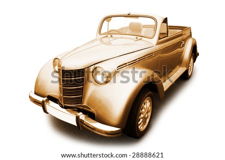 stock photo Vintage car in sepia color isolated on white background