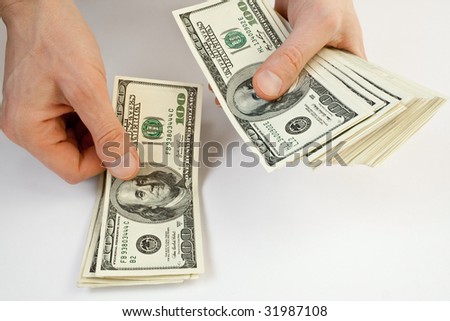 business concept. businessman counting money in hands