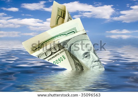 bankruptcy business. money plane crash in water