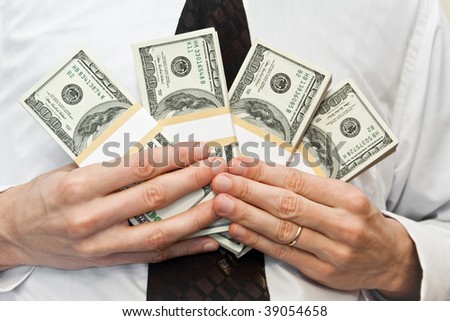 great sum of money in hands of the businessman