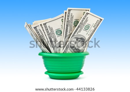finance concept. Money grows in a flowerpot