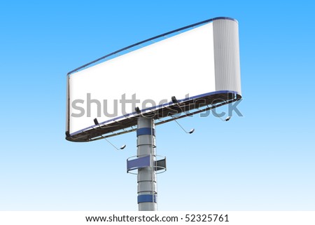 one blank horizontal billboard over blue sky