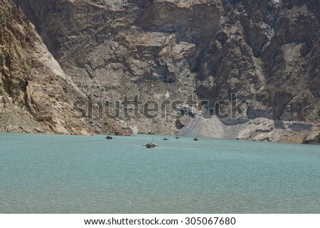 Scenic landscape - Atabad Lake - Naturally formed after an earthquake and Landslides