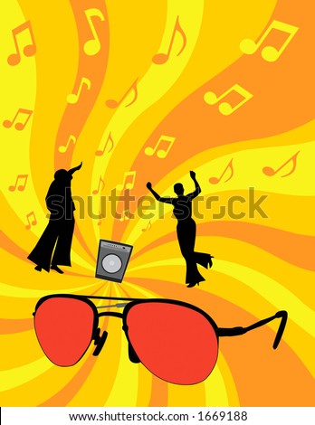 stock photo 1970s disco scene