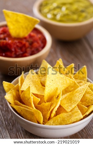 Tortilla chips and sauce