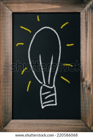 Bulb light idea on blackboard