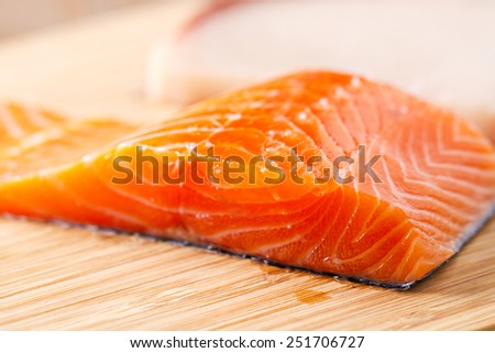 Raw salmon fillet