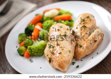 Grilled chicken breast with mixed vegetables