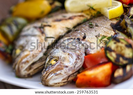 Sea bass with grilled vegetables