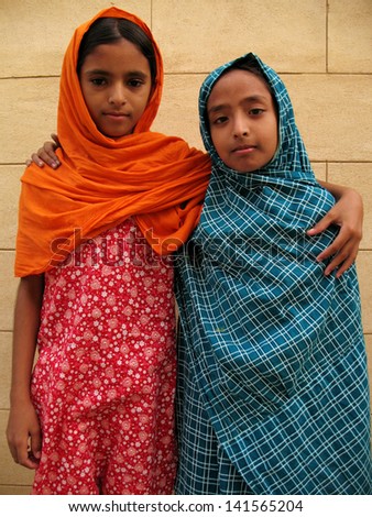Two muslim girl looking for future