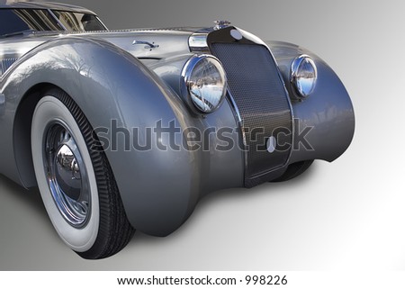 Gray old car. + clipping path.