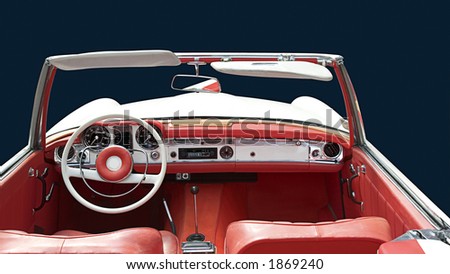 White convertible with red interior. +clipping path