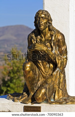 Images Of Jesus Christ Praying. stock photo : Statue of Jesus Christ praying, in Orthodox church in