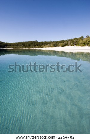 portrait photo of lake mckenzie by day from water