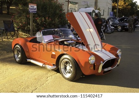 WEST POINT, CA - OCTOBER 6: AC Cobra at the antique vehicle and hot rod car rally at the 38th Lumberjack day parade, on October 6, 2012 in West Point.
