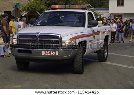 WEST POINT, CA - OCTOBER 6: Cal Fire, truck in the 38th  Lumberjack day  parade, on October 6, 2012 in West Point.