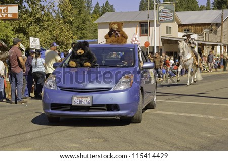 WEST POINT, CA - OCTOBER 6: Unidentified People celebrating the 38th  Lumberjack day  parade, on October 6, 2012 in West Point.