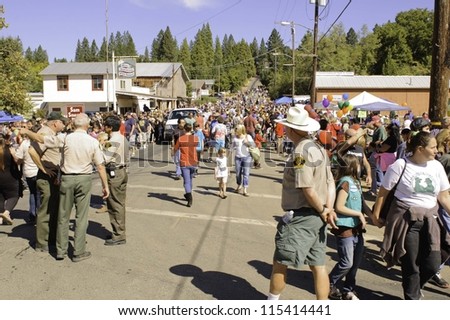 WEST POINT, CA - OCTOBER 6: People celebrating the 38th  Lumberjack day  parade, on October 6, 2012 in West Point.