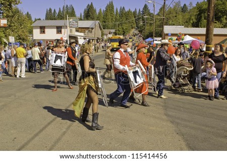 WEST POINT, CA - OCTOBER 6: Unidentified lawn chair dancers in the 38th  Lumberjack day  parade, on October 6, 2012 in West Point.