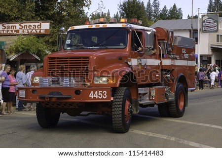 WEST POINT, CA - OCTOBER 6: Fire Engine in the 38th  Lumberjack day  parade, on October 6, 2012 in West Point.