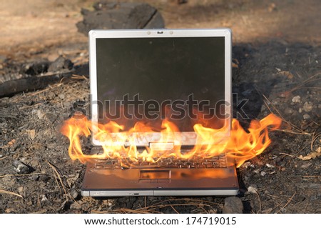 Laptop Computer on fire