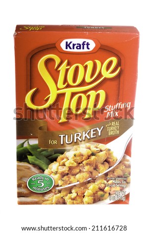 West Point - August 17, 2014: Box of KRAFT Stove Top Stuffing for turkey, made with real turkey broth