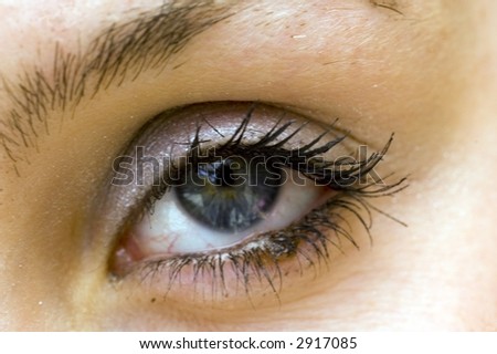 Closeup of a 16 year old girls eye with makeup