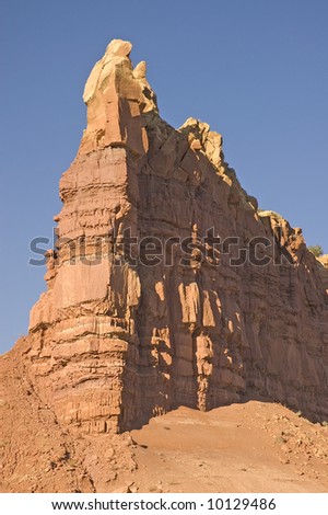 Red Rock outcrop looking like a fortress tower in the New Mexico Desert