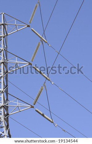 Distribution lines from alternate energy power source wind generator farm in California