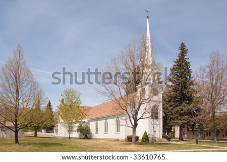 Small western town church with a spire