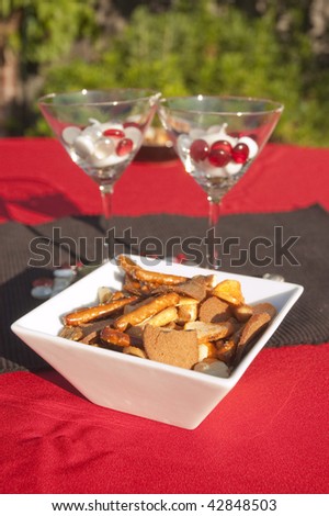 snacks set out for an outdoor party