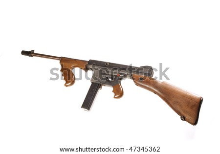 Thompson Submachine Gun. A Thompson Machine gun the