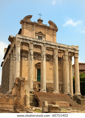 Temple to Faustina in the Roman forum, Rome, Italy, later converted into a church