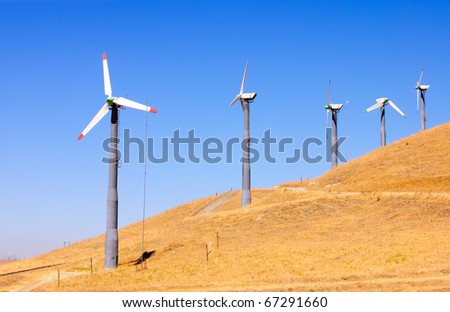 Alternate energy power source wind generator farm in California