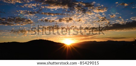 panorama of a sunrise above Park City, Utah, USA