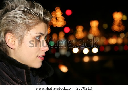 nightlife : woman outdoor in a  city  on shopping tour