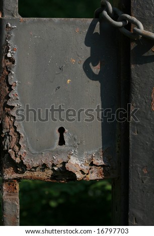 door lock of old  house garden