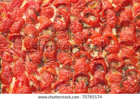 tomato cake close up viewed from above