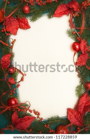 Christmas ornament made of green spruce and red adornment