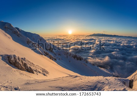 Sunrise in The Piatra Craiului Mountains, Romania