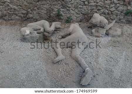 Pompeii Reproduction Of Unearthed Human Figure That Was Buried In The Ash