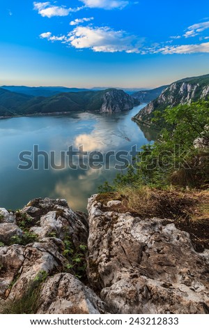 landscape in the Danube Gorges. Cazanele Mari seen from the Romanian side