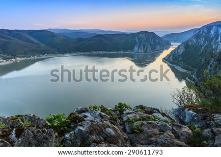landscape in the Danube Gorges. Cazanele Mari seen from the Romanian side