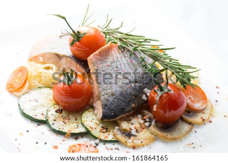 rainbow trout with vegetable