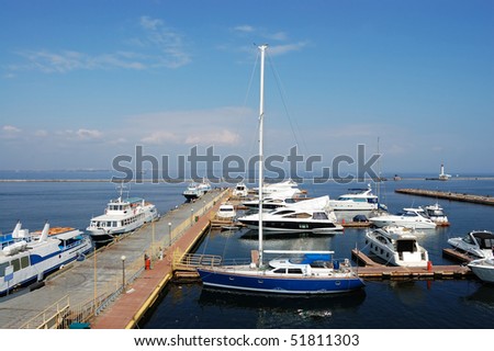 Ocean yacht docked in the port