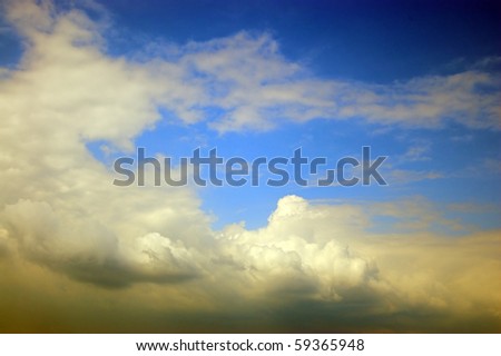 The blue sky with white clouds on sunset