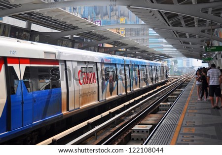 BANGKOK, THAILAND - DECEMBER 01: The BTS Skytrain (Bangkok Mass Transit System) celebrates thirteen years in operation & 600,000 passengers a day on December 01, 2012 in Bangkok.